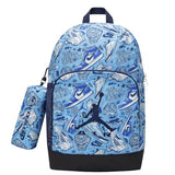 Jordan Unisex Backpack with Pencil Pouch, Light Blue Graphic Print