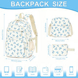OKBXYUT Bow Backpack for Women, 3 Pcs Cute Kawaii Backpack College Laptop Rucksack Travel Daypack Coquette Aesthetic Nylon Rucksack (White Blue)