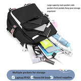 CUSALBOY Fashion Trend Backpack Anime Cosplay Laptop Backpack With USB and Cute Cartoon Pattern (black) (black 1)