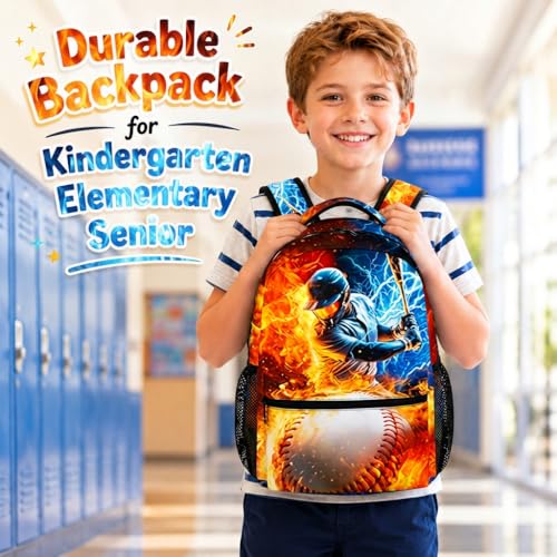 Boys Backpack for School, Baseball Backpack for Kids Teens Back to School
