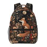 cromcu Vintage Floral Fox Backpack for School, Work, Camping, Lightweight Travel Daypack with Multi-Pocket Storage, Adjustable Shoulder Straps Bookbag, 11.4×5.9×15.7in, Kids Women Gifts Backpacks