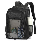 Sisipoet Mesh Backpack, Heavy Duty Mesh Bookbag for Girls Boys Kids, See Through Clear Backpacks, Net Backpack Transparent Breathable for School Beach Swim Travel Outdoor, Black