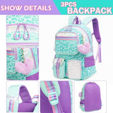 Meetbelify Aesthetic Backpack for Elementary Student with Lunch Box - Cute Bookbag for Girls 8-10