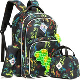 Meetbelify Boys Dinosaur Backpack for Elementary Kindergarten School Bag with Lunch Box Set Kids Backpack Set for Boys Age 6-8