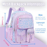 Lroiutian Mesh Backpack for Girls Boys, Heavy Duty Semi-Transparent Mesh Bookbag Womens Mens Mesh Backpacks for School, Sports, Beach, Swimming, Travel Purple Leopard