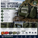 Malo’o Waterproof Dry Duffel, Heavy-Duty Roll Top Waterproof Gear Bag with Shoulder Strap & Molle Loops, Marine Duffel for Kayaking, Boating, Camping, Beach & Travel, Black, 60L