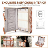 urecity Vintage Luggage Set 2 Piece, Vegan Leather Retro Trunk Suitcase with Spinner Wheels & Boarding Tote Bag, Zipperless TSA Lock Cute Travel Luggage for Women Men (Victorian Map Print, 20"+12")