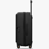 LEVEL8 Adventure Checked Hard Shell Carry on Luggage Airline Approved, Front Side-lid Opening Design,Expandable Case Wide Trolley Handle,Suitcases with Wheels,Travel Bag with Tsa Lock, 24 Inch, Black