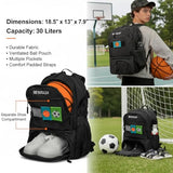 SEYATULLH Basketball Backpack with Ball Holder - Sports Equipment Bag with Shoe Compartment(Black)