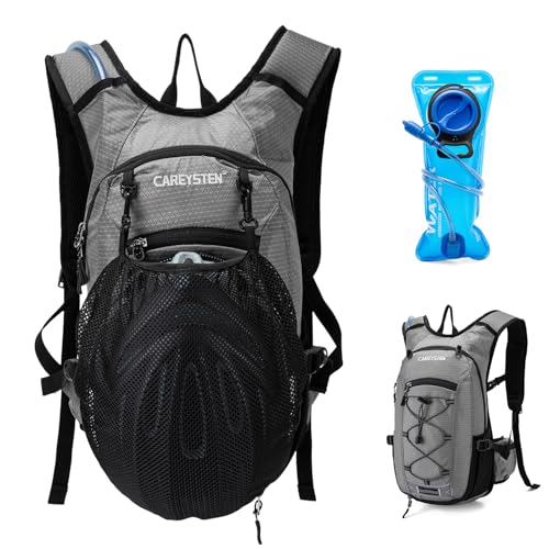 CAREYSTEN Hydration Backpack Cycling Backpack Women Running Backpack Water Backpack for Hiking Biking Backpack for Men Equipped with 2L Water Bag (Grey)