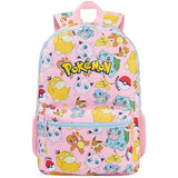 Get Trend Pokemon Kids Backpack for Girls, 18in Bookbag with Padded Straps, Pikachu Travel School Bag Anime Gifts for Girls (Multi Pokemon)