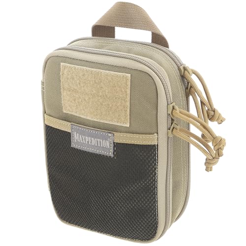 MAXPEDITION Double-Decker EDC Pocket Organizer (5” x 2.5” x 7”) EDC Pouch, Tactical Tool Pouch for Organization, MOLLE Accessories for Everyday Carry (Khaki) 0247K