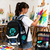 RM Family School Backpack for Boys Print Backpack Teenagers Anime Large School Bag Outdoor Reflective Daypack.Luminous Pattern Travel Laptop Backpack - With Usb Charging Port Headphone port(Blue)