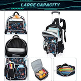 Meetbelify Backpack with Wheels for Boys Rolling Backpack Cute Carry on Backpack with Lunch Box for Elementary Student