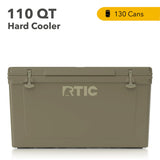 RTIC 110 QT Ultra-Tough Cooler Hard Insulated Portable Ice Chest Box for Beach, Drink, Beverage, Camping, Picnic, Fishing, Boat, Barbecue, Olive