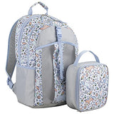 FUEL Lunch Backpack Set Teens Student Water Resistant Bookbag Bag Soft Reusable Insulated Cooler Lunch Box Thermal Travel Office Lunch Bag, Light Blue Magic Donuts