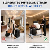 Heavy Duty Luggage Cart - 8" Wheels with Brackets, Commercial Grade Hotel Luggage Trolley, Deluxe Rectangular Steel Bellman Cart with Platform for Hotels Use (38"X 42" X 25")