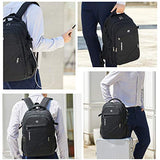 FENGDONG Durable Waterproof Travel Laptop Backpack 17.3 inch,Large College Backpack Bookbag for Men & Women Business Backpack with USB Charging Port and Headset Port Black