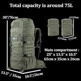 BACKFERRY 75L Tactical Backpack with Internal Frame, MOLLE, and Hydration System