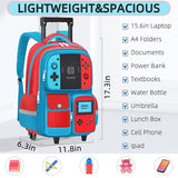 TILYTADLY Kids Rolling Backpack for Boys - Gamer Boys Rolling Backpack with Wheels, Wheeled Travel Bookbag for Elementary Middle School, Lightweight Roller School Bag