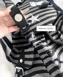 YFGBCX Y2K Striped Backpack, Kawaii Coquette Aesthetic Daypack with Cat Charm, Cute Preppy Laptop Backpack for College & Travel