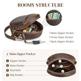 S-ZONE Leather Crossbody Bags for Women Trendy Circle Cross Body Shoulder Bag Designer Round Purses