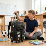 Meetbelify Kids Rolling Backpack with Wheels for Elementary Preschool Students Boys Travel Luggage Carry on Backpack for Boys Ages 6-8