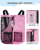 WANDF Swim Bag Mesh Drawstring Backpack with Wet Pocket Beach Backpack for Swimming, Gym, and Workout Gear (Pink)
