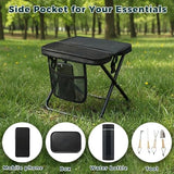 ABUUL Portable Folding Stool – 12" Tall Collapsible Backpack Stool with Storage Pouch, Hands-Free Carry & Supports 300 lbs, Ultralight for Hiking, Fishing, Camping, Festivals (Black, Standard)
