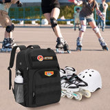 GOBUROS Skate Bag Fits Shoes Up to Us Mens 13, Roller Skate Backpack with Multi Accessory Pockets, Inline Skate Bag for Men And Women, Black