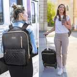Tilami Rolling Backpack for Women, Carry on Laptop Backpacks with Wheels, 40L Roller Backpack for Travel,Black
