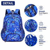 MYGOO Boys School Backpack Doubleday Gamer Blue Bookbag for Elementary Middle School Ages 5-12, 17 inch Large Capacity 24L Kids Student Travel Bags