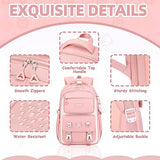 PIG PIG GIRL Girls Backpack, Kids Backpack for Girls with Anti-theft Back Pocket, Lightweight School Bookpack, Watrer Resistant, Bookbag for Elementary Primary School, Pink