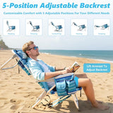 2 Pack Backpack Beach Chair for Adults Green Stripe