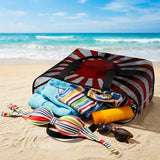 Japanese Chariot Flag Mesh Beach Bag, Red Navy Flag Abstract Large Tote Bag for Swim Pool Beach Travel
