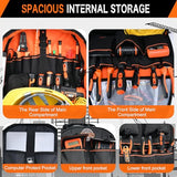 LOKASS Tool Backpack Heavy Duty with Molded Bottom, 1680D 56-Pocket Tool Bag Organizer with Laptop Compartment & Combination Lock, Durable Water-Resistant Electrician & HVAC Tool Backpack - Black