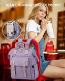 LOVEVOOK Laptop Backpack for Women, 15.6 inch Teacher Nurse Work Bag with Giant Tumbler Holder (Fits Handles), Waterproof Travel Backpack Purse, Anti-Theft College Computer Bag with Pouch, Purple