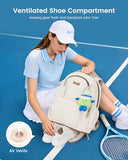 Sucipi Tennis Bag, Tennis Backpack for Women Hold 2 Rackets with Ventilated Shoe Compartment, Large Racket Bag with Cup Holder for Tennis, Pickleball, Badminton, Gift