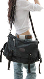 [Upgraded] Vintage Canvas Messenger Bag 13 15.6 17 inches Large Book Laptop Shoulder Bag Women Men New (Black, X-Large)