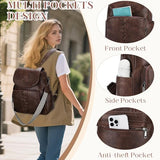 VASCHY Backpack Purse for Women, Fashion Cute Vegan Leather Flap Backpack Convertible Handbag for Ladies with Guitar Strap Coffee