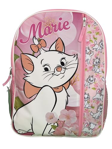 Disney Marie from The Aristocats 16" Pink Nylon School Backpack 16" for Girls, with a Large front Pocket