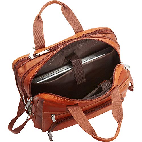 Kenneth Cole REACTION Out Of The Bag Manhattan Colombian Leather RFID 15.6" Laptop Briefcase, Cognac