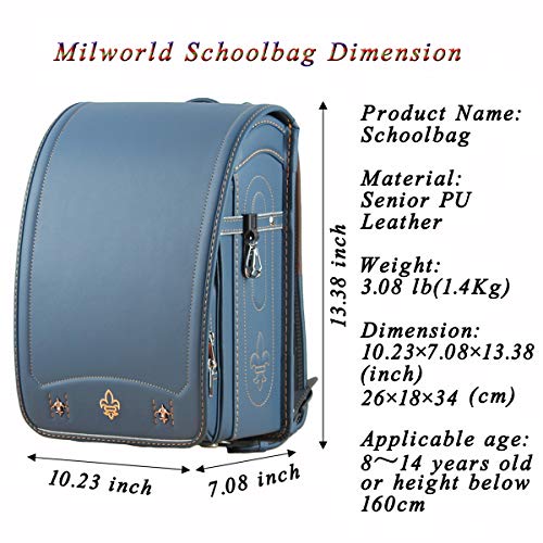 MilWorld ransel randoseru blue backpack japanese automatic school bags Senior waterproof PU leather