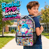 CustomWish Kids Backpack for Boys Baseball Drip Backpacks for Kids Teens Team, Lightweight Large Capacity Cool Back to School Supplies