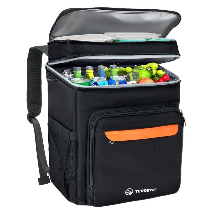 Terrete Cooler Backpack, 30 Cans Backpack Coolers Insulated Leak Proof, Large Double Deck Cooler Backpack for Travel, Camping, Picnic | Backpacks4Less