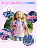 VASCHY Toddler Kids Backpack, Lightweight Water Resistant Daycare Preschool Backpack Schoolbag for Little Girls w Chest Strap Rainbows