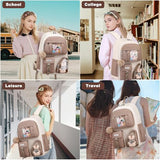 FIUAIE School Backpack for Teen Girls Bookbag: Cute 15.6 Inch Backpacks for Kids Middle High School BookBags Durable Laptop BackPack for Women Student Casual Daypack for Travel Khaki Beige