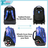 NEW TILAMI 19 inch Rolling Backpack Teens Rolling Backpack Cute Wheeled Laptop Backpack Bookbag Roller Travel Bag College, Star Violet