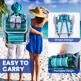 Canpsky Portable Recliners Chair for Adults, Outdoor Camping Chair Lay Flat Folding Backpack Reclining Chair with 5 Positions, Headrest, Zipper Pouch, Cup Holder, NEW Srtiped