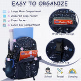 VASCHY Kids Backpack Lunch Bag Set, 2-1 School Bookbag Insulated Lunch Box for Toddlers,Preschool,Daycare,Kindergarten,Elementary School Navy